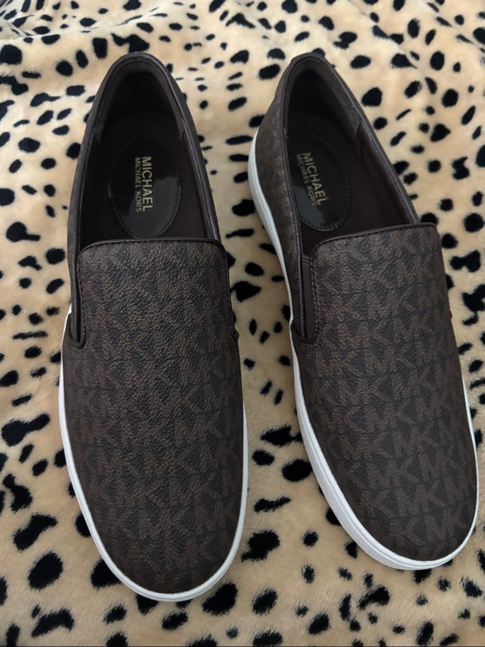 Michael Kors Brown Logo-Print Slip-On Sneakers - Picture 1 of 5